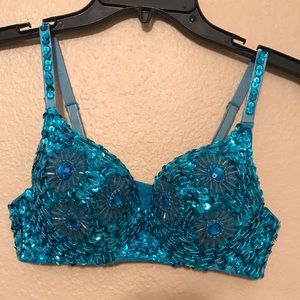 Teal sequin bra